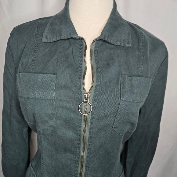 XCVI Women Utility Safari Jacket Small Teal Cinched Gorpcore Granola Girl Hiking - Picture 5 of 10